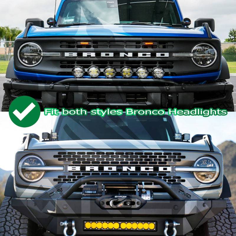 AlphaRex 21-23 Ford Bronco NOVA LED Projector Headlights Black - Striker Modified