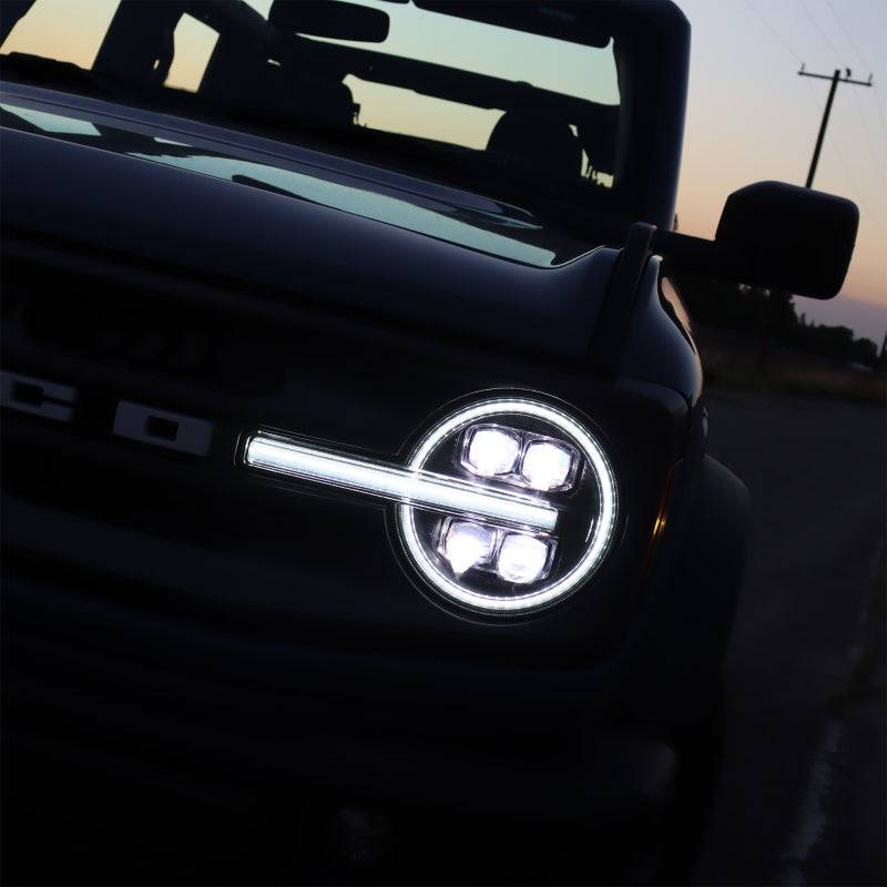 AlphaRex 21-23 Ford Bronco NOVA LED Projector Headlights Black - Striker Modified