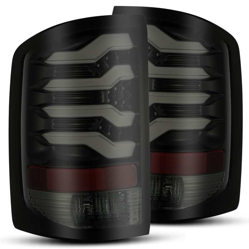 AlphaRex 14-18 GMC Sierra 1500 PRO-Series LED Tail Lights Jet Black - Striker Modified