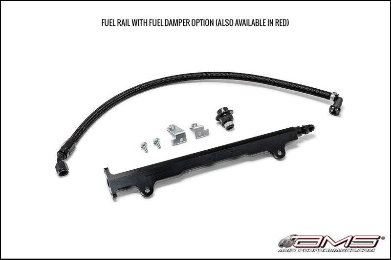 AMS Performance 08-15 Mitsubishi EVO X CNC Machined Aluminum Fuel Rail w/Pulsation Dampener - Black - Striker Modified
