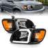 ANZO 00-04 Toyota Tundra (Fits Reg/Acc Cab Only) Crystal Headlights w/Light Bar Black w/Corner Light - Striker Modified