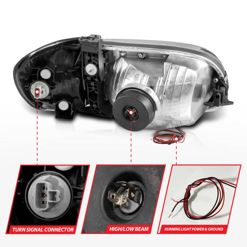 ANZO 00-04 Toyota Tundra (Fits Reg/Acc Cab Only) Crystal Headlights w/Light Bar Black w/Corner Light - Striker Modified