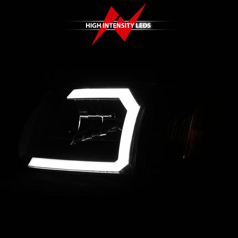 ANZO 00-04 Toyota Tundra (Fits Reg/Acc Cab Only) Crystal Headlights w/Light Bar Black w/Corner Light - Striker Modified