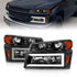 ANZO 04-12 GM Colorado/Canyon/I-Series Crystal Headlights - w/ Light Bar Black Housing 4pcs - Striker Modified