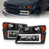 ANZO 04-12 GM Colorado/Canyon/I-Series Crystal Headlights - w/ Light Bar Black Housing 4pcs - Striker Modified