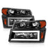 ANZO 04-12 GM Colorado/Canyon/I-Series Crystal Headlights - w/ Light Bar Black Housing 4pcs - Striker Modified