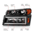 ANZO 04-12 GM Colorado/Canyon/I-Series Crystal Headlights - w/ Light Bar Black Housing 4pcs - Striker Modified