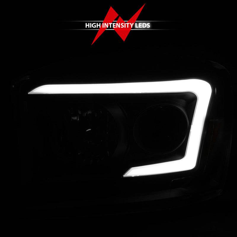 Anzo 06-09 Dodge RAM 1500/2500/3500 Headlights Black Housing/Clear Lens (w/ Light Bars) - Striker Modified