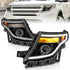 ANZO 11-15 Ford Explorer (w/Factory Halogen HL Only) Projector Headlights w/Light Bar Black Housing - Striker Modified