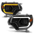 ANZO 12-15 Toyota Tacoma Projector Headlights - w/ Light Bar Switchback Black Housing - Striker Modified