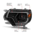 ANZO 12-15 Toyota Tacoma Projector Headlights - w/ Light Bar Switchback Black Housing - Striker Modified