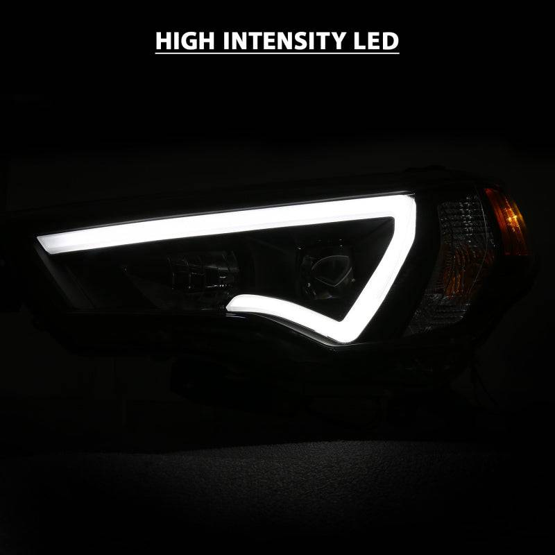 ANZO 14-18 Toyota 4 Runner Plank Style Projector Headlights Black w/ Amber - Striker Modified