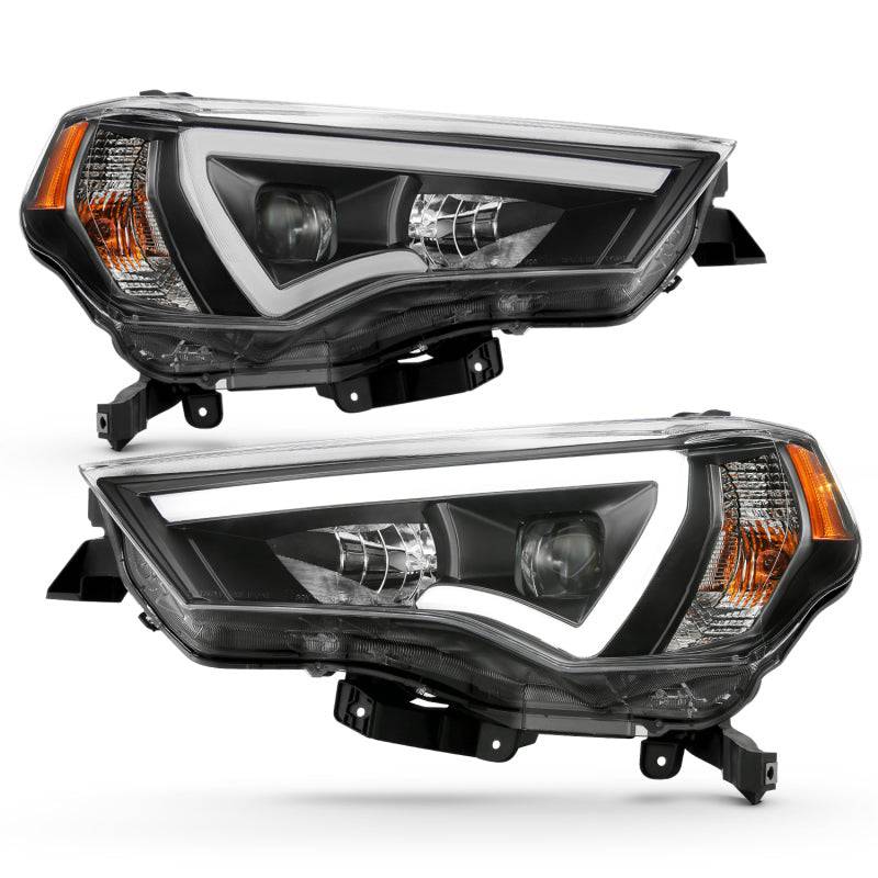 ANZO 14-18 Toyota 4 Runner Plank Style Projector Headlights Black w/ Amber - Striker Modified