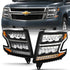 ANZO 15-20 Chevy Tahoe/Suburban LED Light Bar Style Headlights Black w/Sequential w/DRL w/Amber - Striker Modified