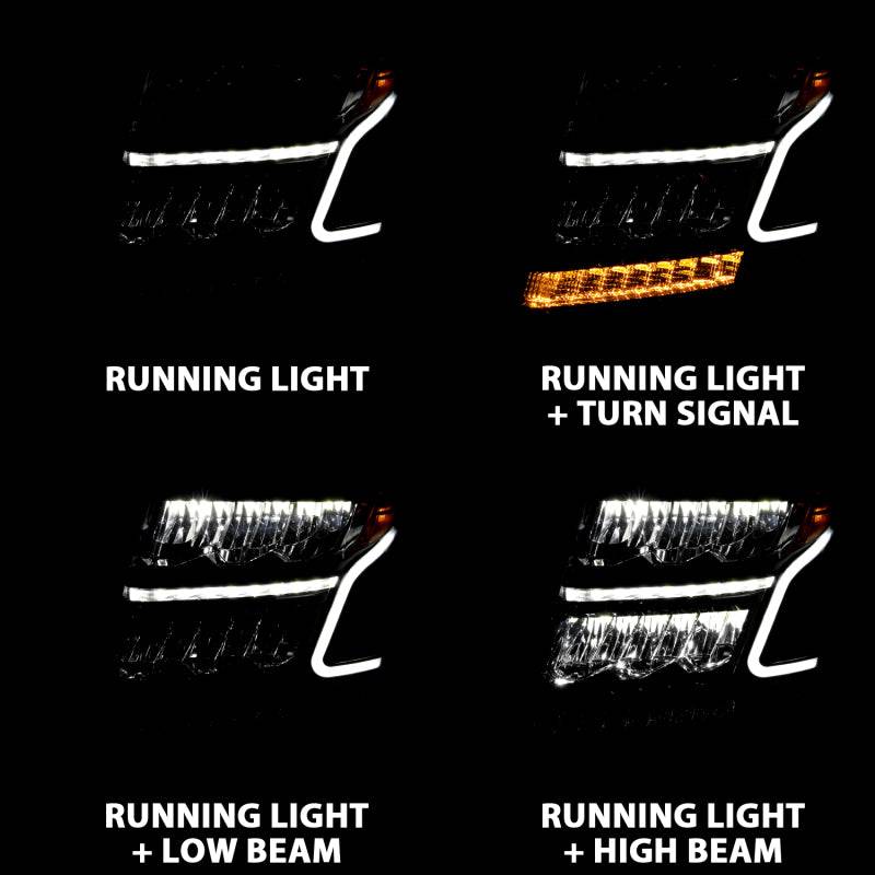 ANZO 15-20 Chevy Tahoe/Suburban LED Light Bar Style Headlights Black w/Sequential w/DRL w/Amber - Striker Modified