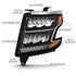 ANZO 15-20 Chevy Tahoe/Suburban LED Light Bar Style Headlights Black w/Sequential w/DRL w/Amber - Striker Modified