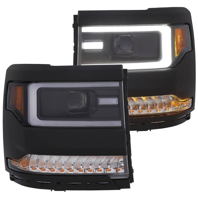 ANZO 16-17 Chevy Silverado 1500 Prjctr. Headlight Plank Styl. w/Amber (Only Work w/HID Equip. Truck) - Striker Modified