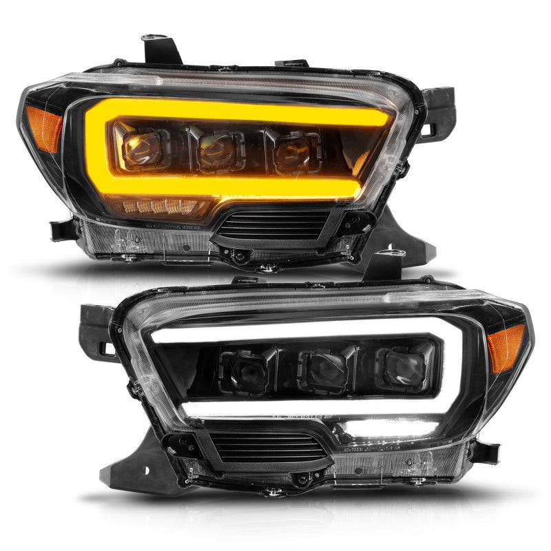 ANZO 16-22 Toyota Tacoma LED Projector Headlights w/ Light Bar Sequential Black Housing w/Initiation - Striker Modified