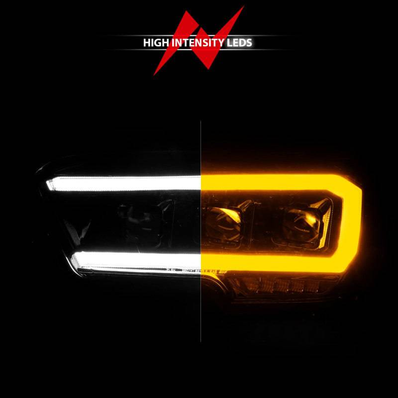 ANZO 16-22 Toyota Tacoma LED Projector Headlights w/ Light Bar Sequential Black Housing w/Initiation - Striker Modified