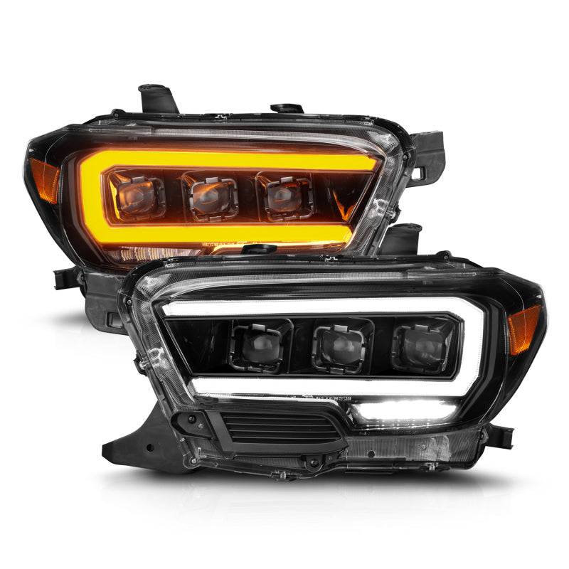 ANZO 16-22 Toyota Tacoma SR/SR5 ONLY Full LED Proj Headlights w/Light Bar Seq. Blk w/Initiation Lgt - Striker Modified