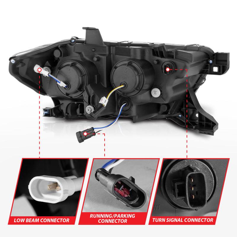 ANZO 16-22 Toyota Tacoma SR/SR5 ONLY Full LED Proj Headlights w/Light Bar Seq. Blk w/Initiation Lgt - Striker Modified