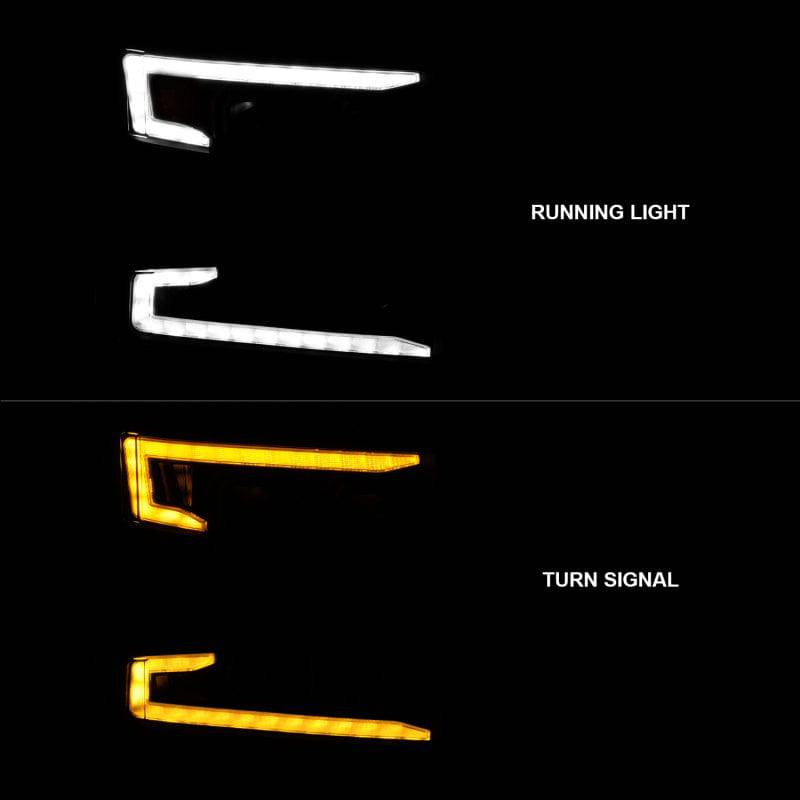 ANZO 19-22 Chevrolet Silverado 1500 LED Proj HL w/Lgt Bar SwBk Seq. Blk w/In. Light - Passenger Side - Striker Modified