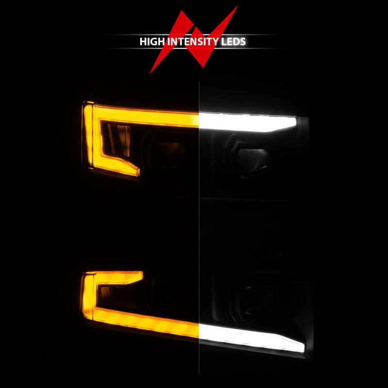ANZO 19-22 Chevrolet Silverado 1500 LED Proj HL w/Lgt Bar SwBk Seq. Blk w/In. Light - Passenger Side - Striker Modified