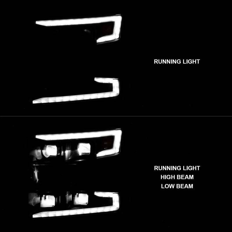ANZO 19-22 Chevrolet Silverado 1500 LED Proj HL w/Lgt Bar SwBk Seq. Blk w/In. Light - Passenger Side - Striker Modified