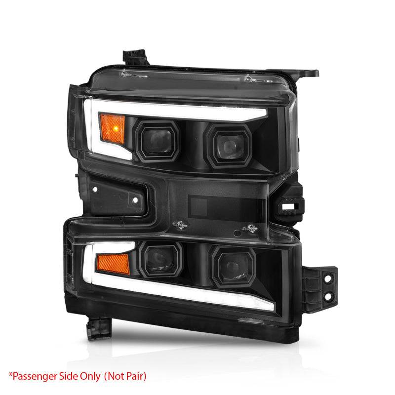ANZO 19-22 Chevrolet Silverado 1500 LED Proj HL w/Lgt Bar SwBk Seq. Blk w/In. Light - Passenger Side - Striker Modified