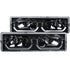 ANZO 1988-1998 Chevrolet C1500 Crystal Headlights Black w/ Low - Brow - Striker Modified