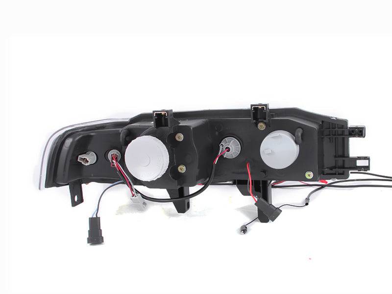 ANZO 1990-1993 Honda Accord Projector Headlights w/ Halo Black 1pc - Striker Modified