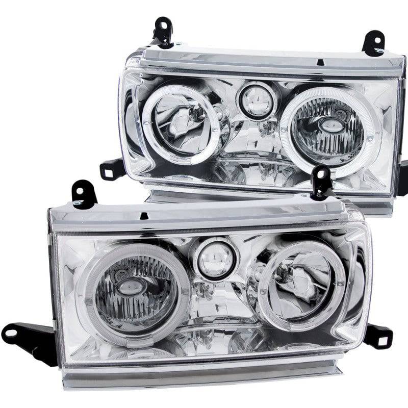 ANZO 1991-1994 Toyota Land Cruiser Crystal Headlights w/ Halo Chrome - Striker Modified