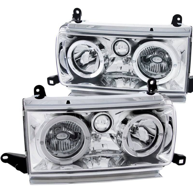 ANZO 1991-1994 Toyota Land Cruiser Crystal Headlights w/ Halo Chrome - Striker Modified