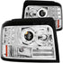 ANZO 1992-1996 Ford F-150 Projector Headlights w/ Halo Chrome w/ Side Markers and Parking Lights - Striker Modified