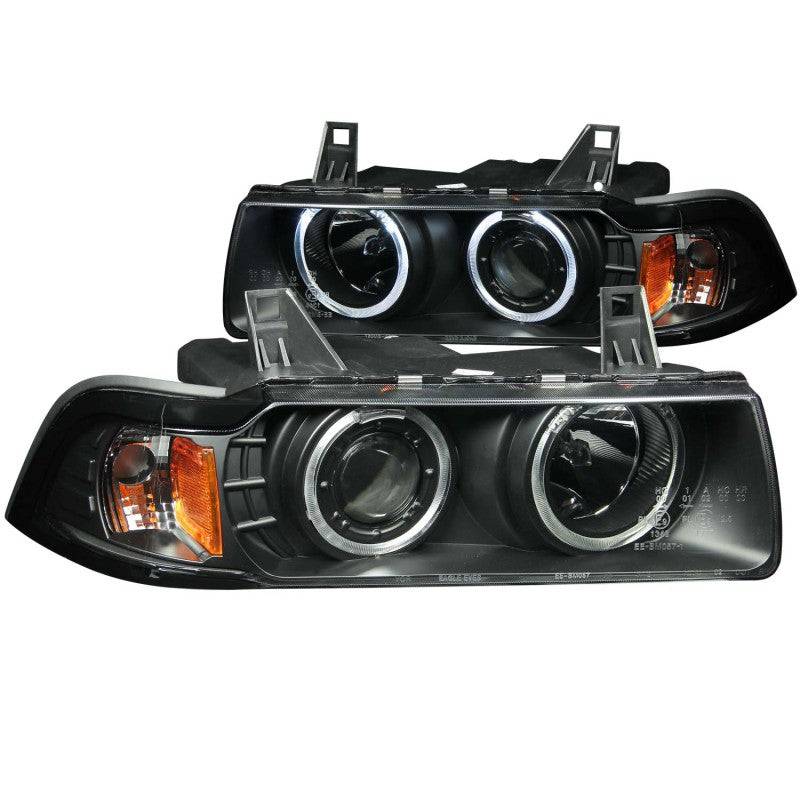 ANZO 1992-1998 BMW 3 Series E36 Projector Headlights w/ Halo Black (CCFL) G2 - Striker Modified