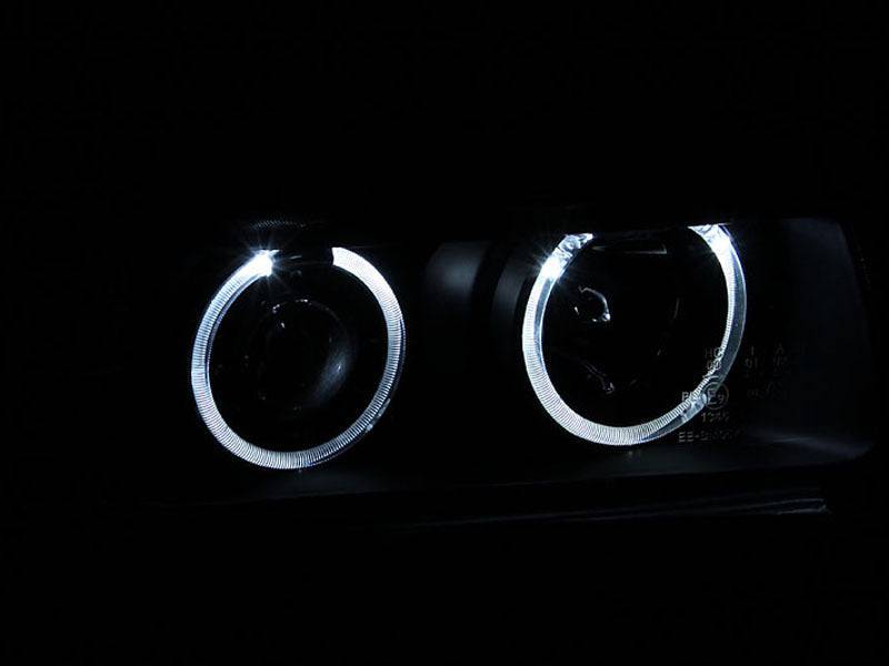 ANZO 1992-1998 BMW 3 Series E36 Projector Headlights w/ Halo Black (CCFL) G2 - Striker Modified