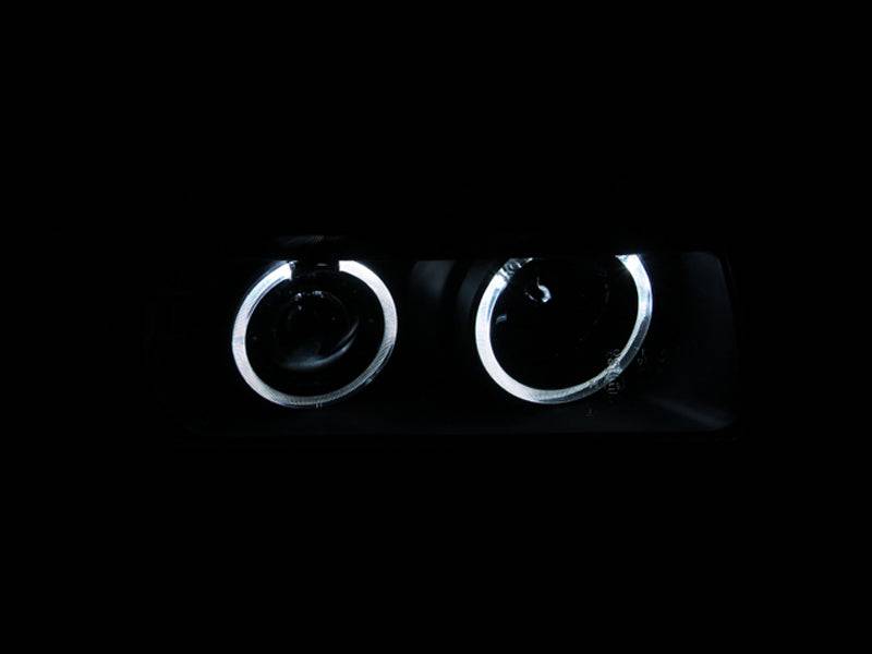 ANZO 1992-1998 BMW 3 Series E36 Projector Headlights w/ Halo Black G2 1 pc - Striker Modified