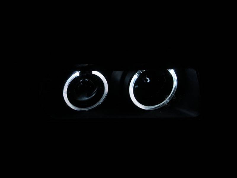 ANZO 1992-1998 BMW 3 Series E36 Projector Headlights w/ Halo Black G2 1 pc - Striker Modified