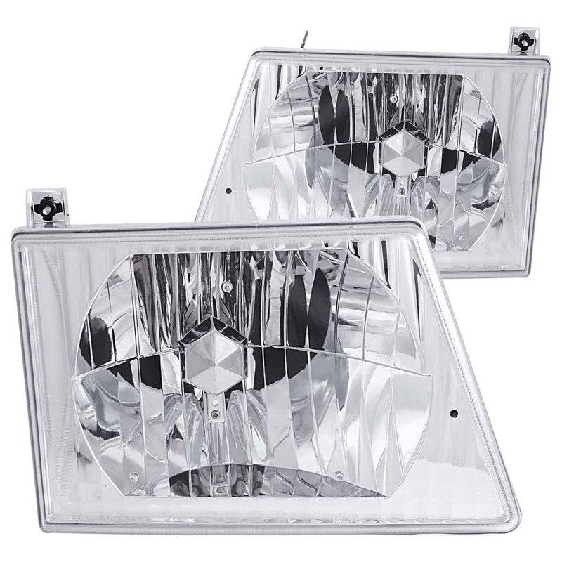 ANZO 1992-2006 Ford Econoline Crystal Headlights Chrome - Striker Modified