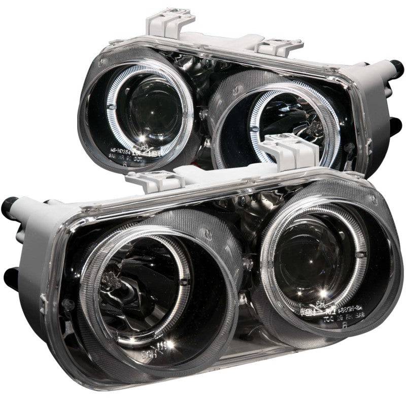 ANZO 1994-1997 Acura Integra Projector Headlights w/ Halo Black - Striker Modified