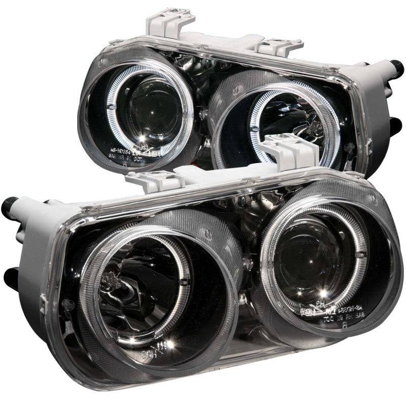 ANZO 1994-1997 Acura Integra Projector Headlights w/ Halo Black - Striker Modified