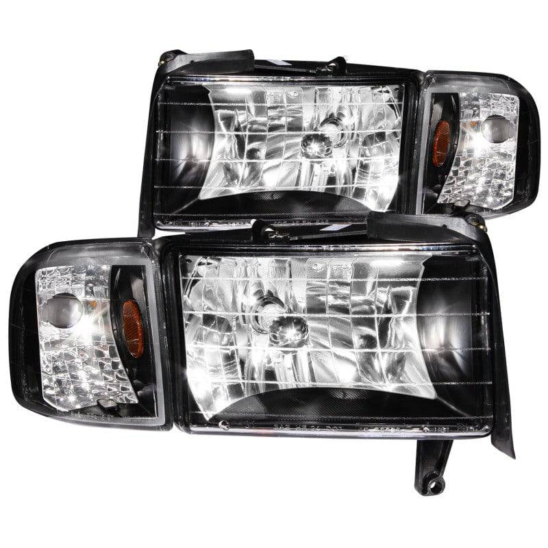 ANZO 1994-2001 Dodge Ram Crystal Headlights Black - Striker Modified