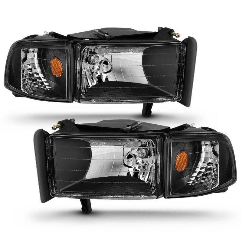 ANZO 1994-2001 Dodge Ram Crystal Headlights Black - Striker Modified