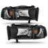 ANZO 1994-2001 Dodge Ram Crystal Headlights Black - Striker Modified