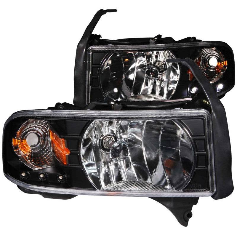ANZO 1994-2001 Dodge Ram Crystal Headlights Black w/ LED - Striker Modified