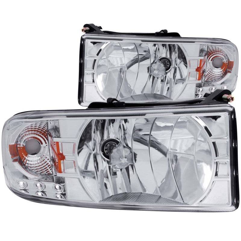 ANZO 1994-2001 Dodge Ram Crystal Headlights Chrome w/ LED - Striker Modified
