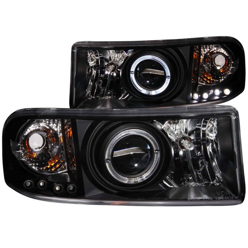 ANZO 1994-2001 Dodge Ram Projector Headlights w/ Halo Black - Striker Modified