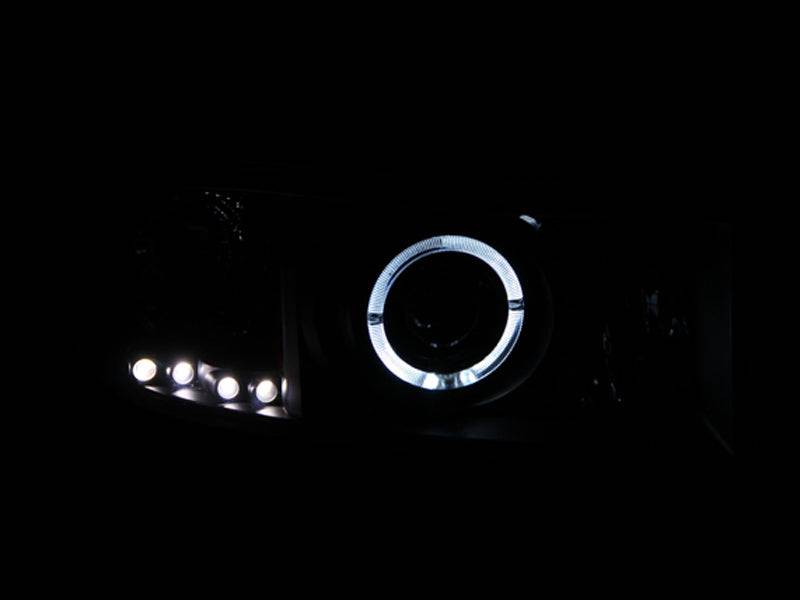 ANZO 1994-2001 Dodge Ram Projector Headlights w/ Halo Black - Striker Modified