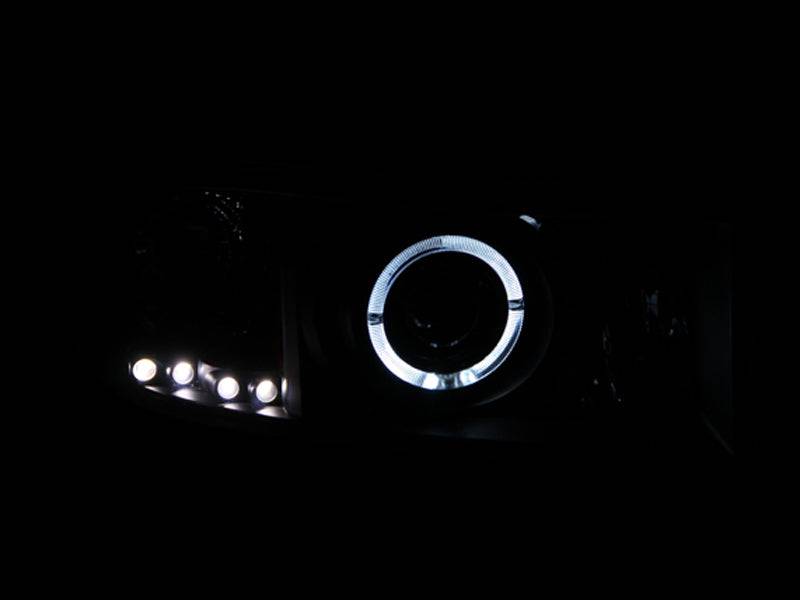 ANZO 1994-2001 Dodge Ram Projector Headlights w/ Halo Black - Striker Modified