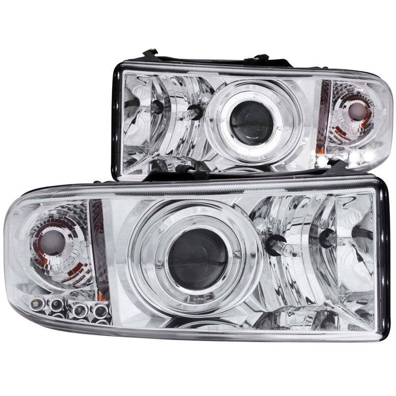 ANZO 1994-2001 Dodge Ram Projector Headlights w/ Halo Chrome - Striker Modified